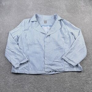 Chicos‎ Jacket Womens Size 2 US 12 White Blue Stripes Lyocell Open Front Coat